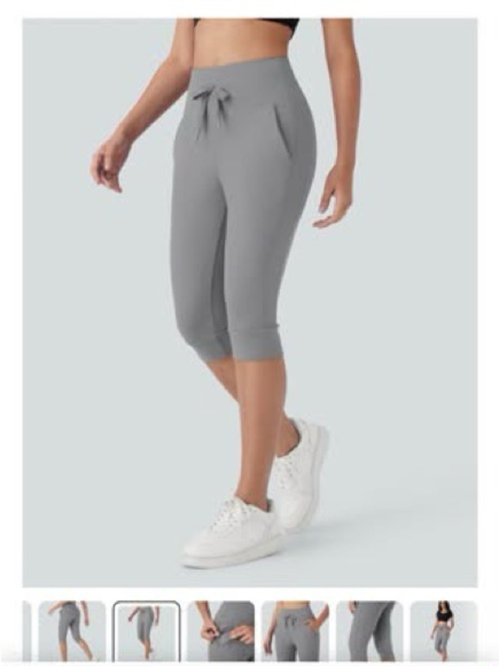 HALARA Gray High-Rise Drawstring Capri Pants